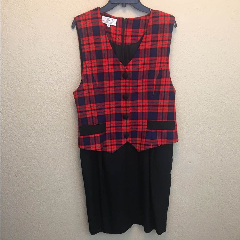 SALE
 Talbots Vintage Plaid Vest Jumper Suit Dress